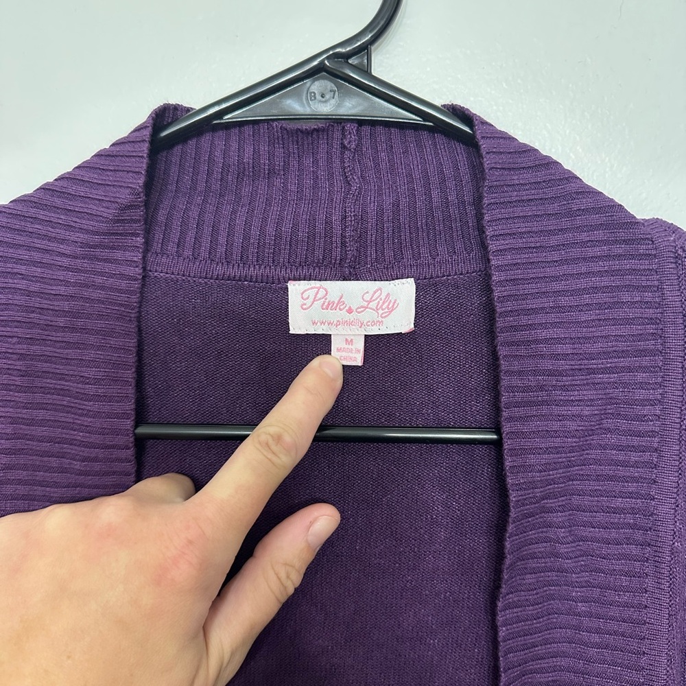 NWOT Pink Lily Deep Purple Cardigan - Picture 2 of 3